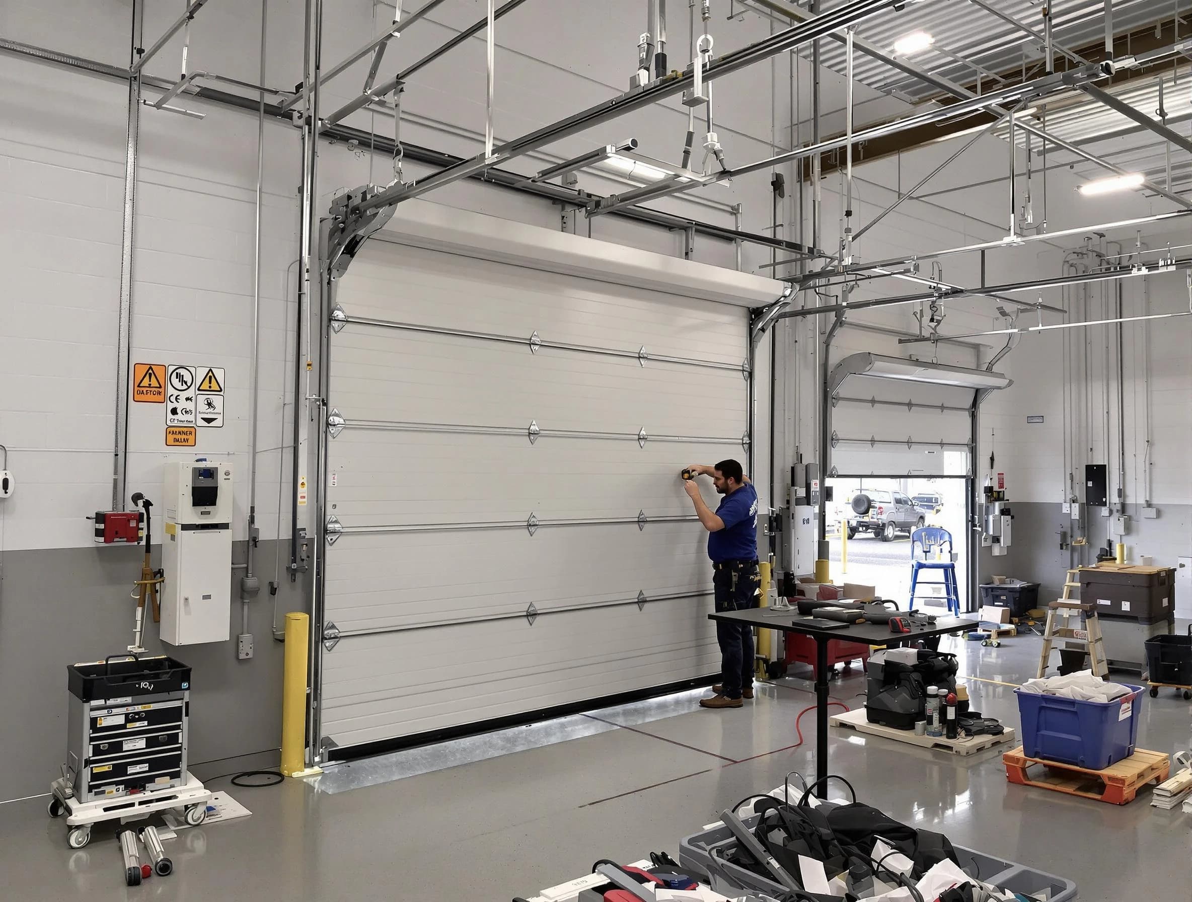 Commercial garage door repair being performed by College Park Garage Door Repair expert in College Park