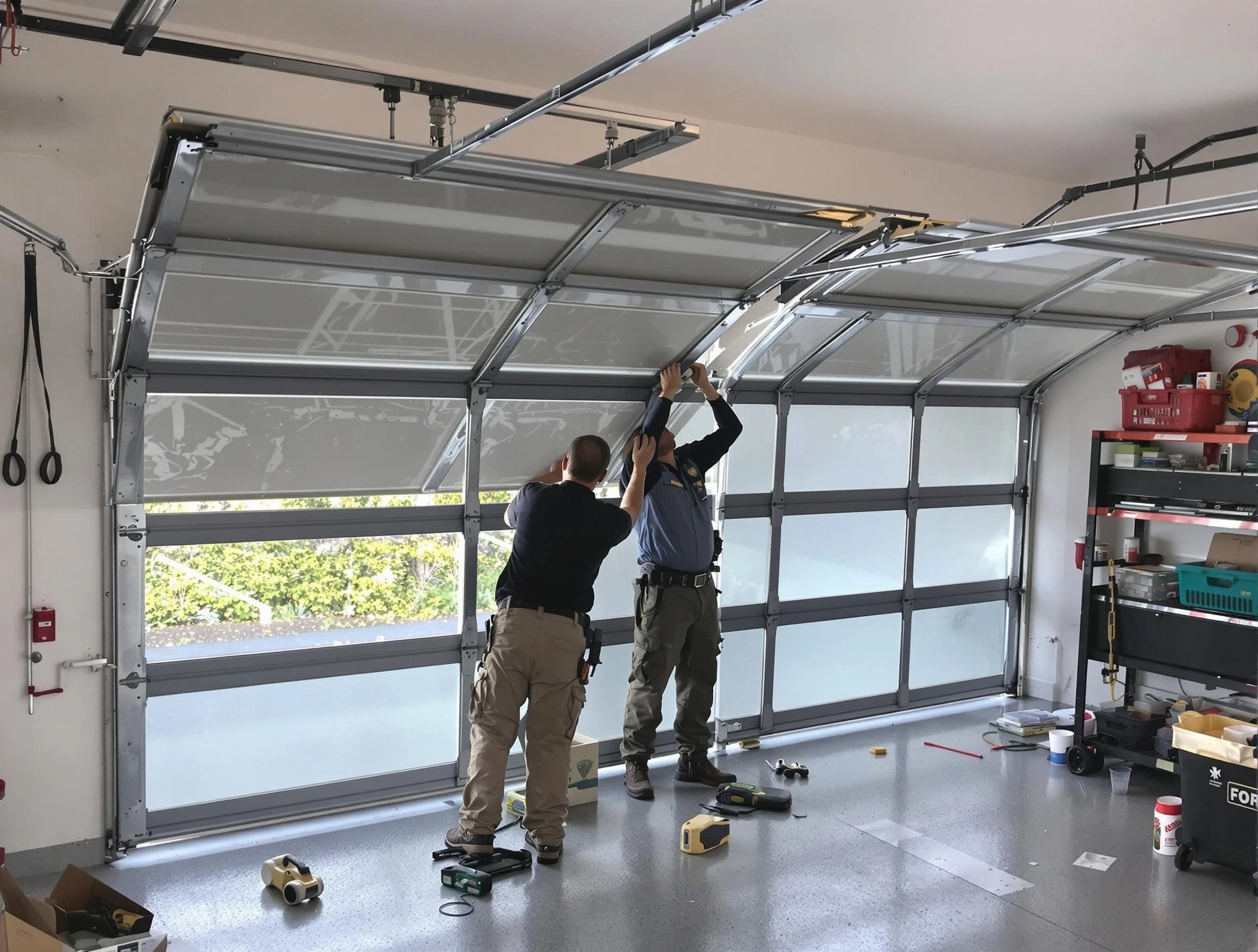 College Park Garage Door Repair expert performing precise panel replacement on College Park garage door