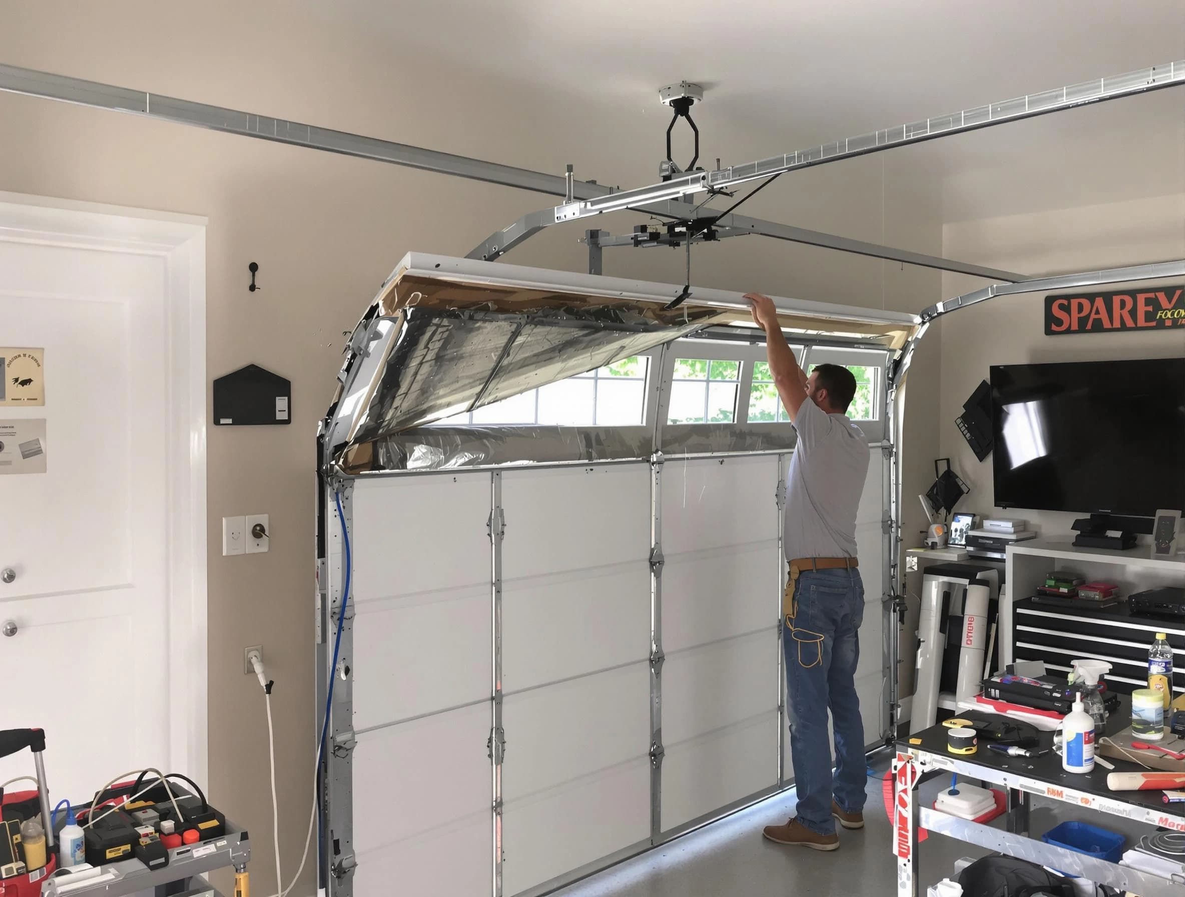 Garage door section replacement by College Park Garage Door Repair in College Park