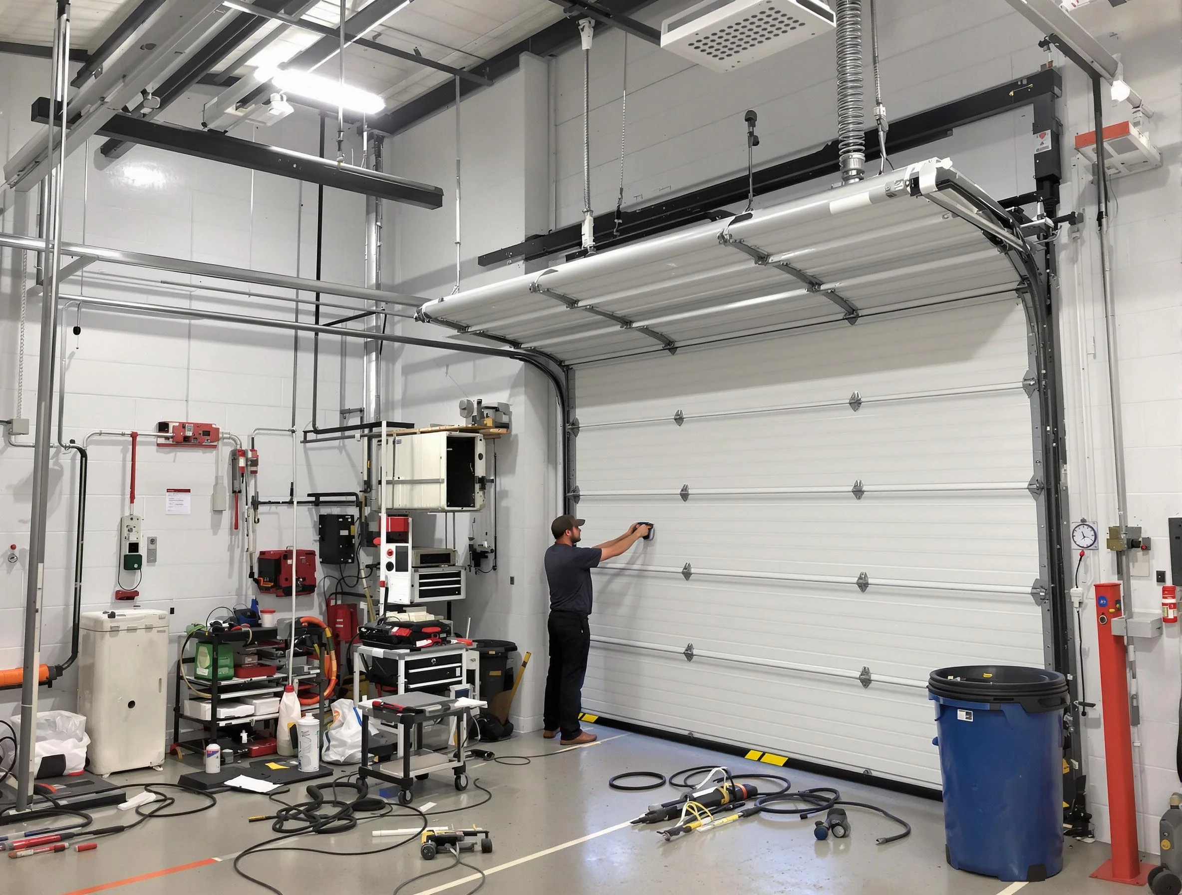 College Park Garage Door Repair certified technician performing commercial door repair at a College Park business facility