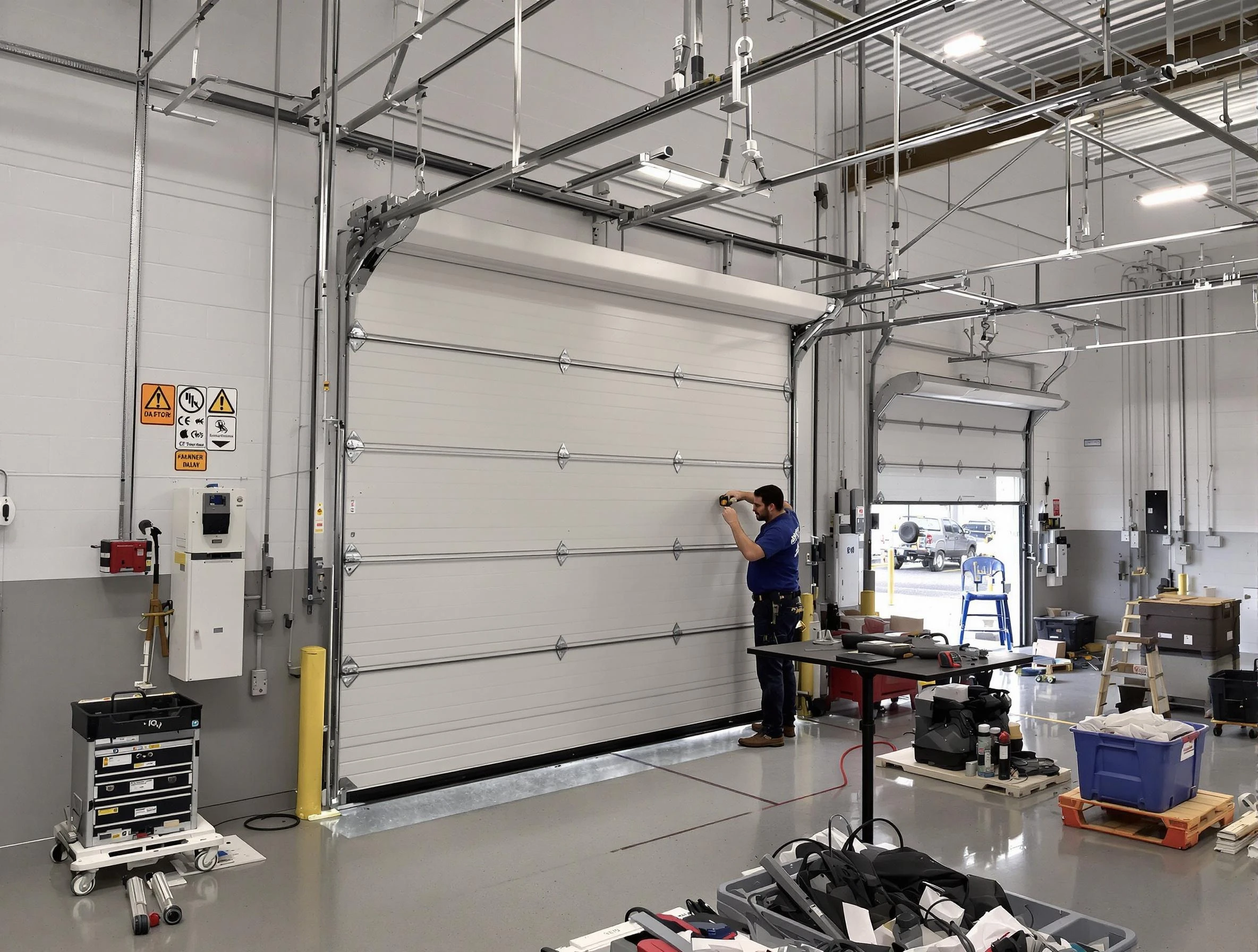 Commercial garage door repair being performed by College Park Garage Door Repair expert in College Park
