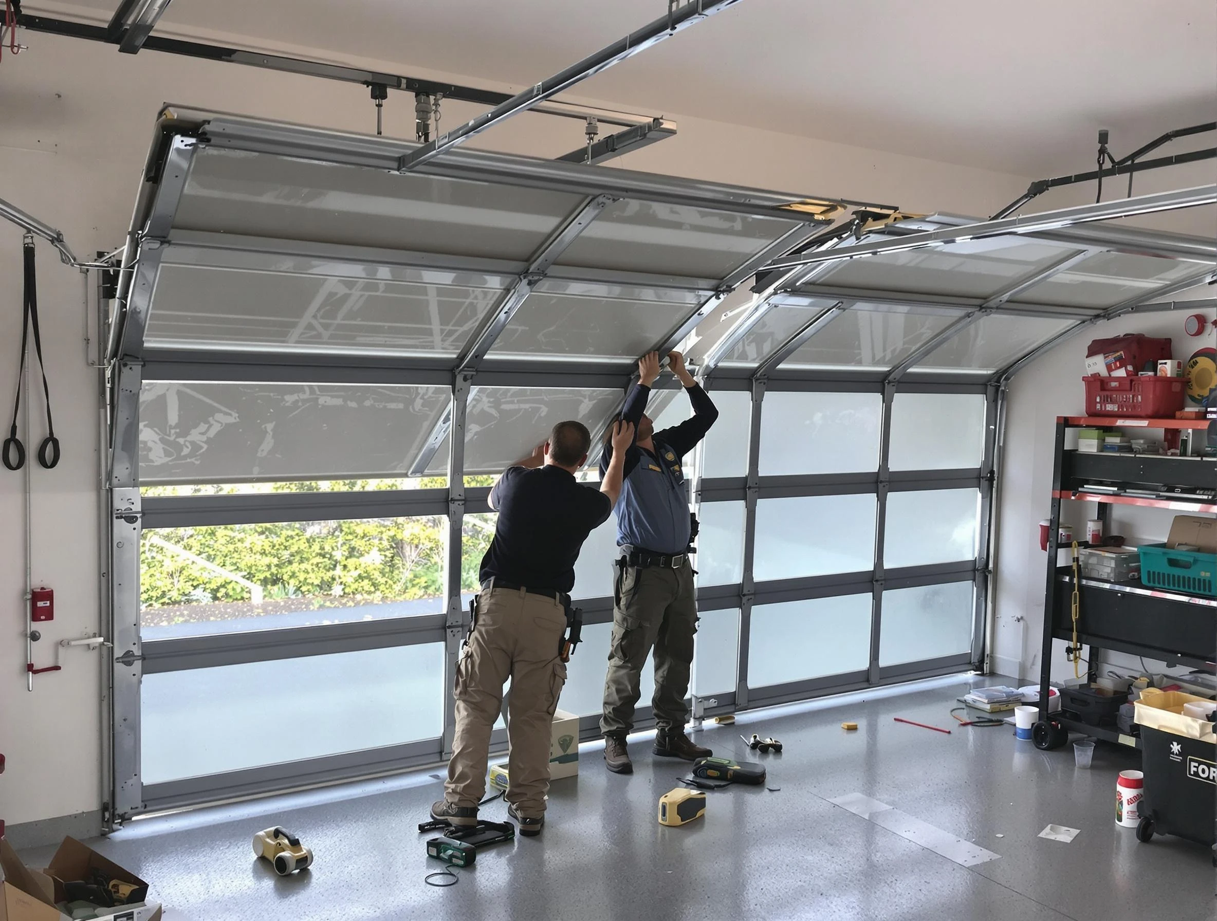 College Park Garage Door Repair expert performing precise panel replacement on College Park garage door
